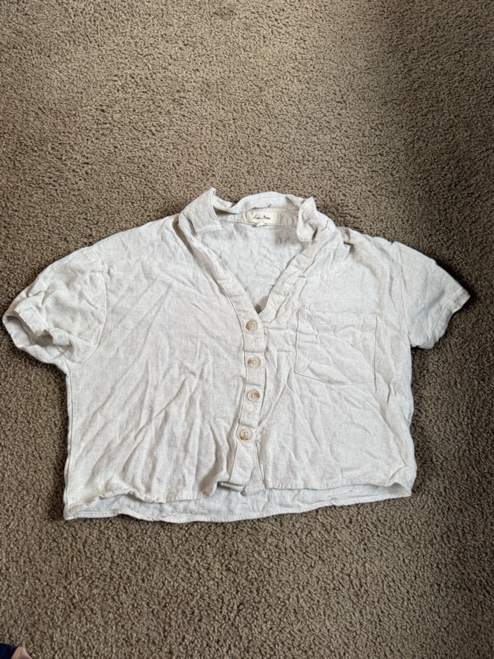 Love Notes Cream Button Front Crop Top